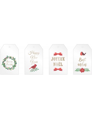 Merry Christmas acetate 8 étiquettes en plastique rigide