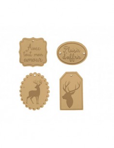 4 Etiquettes cuir - Cerfs
