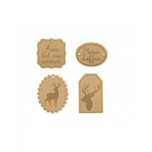 4 Etiquettes cuir - Cerfs