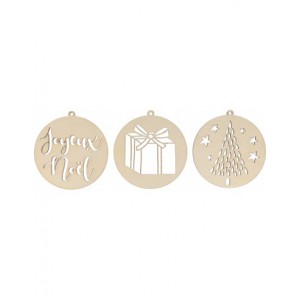 3 médaillons Noël en bois - 10cm de diamètre