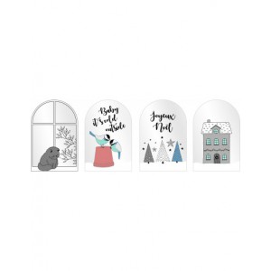 Cosy Christmas, kit d'étiquettes - boules à neige - 4 sets