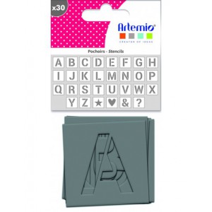 set 30 pochoirs alphabet 6x6cm