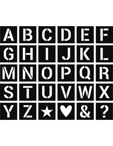 set 30 pochoirs alphabet 6x6cm