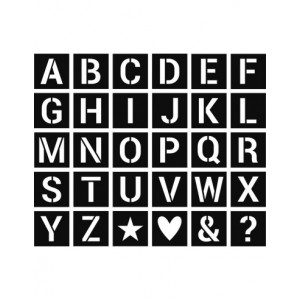 set 30 pochoirs alphabet 6x6cm
