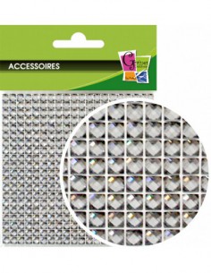 PLAQUE 400 STRASS ARGENT adhesif  87x87mm 2