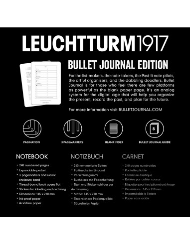 Bullet journal 80g/m2 - Carnet Bullet Journal Medium (A5) noir