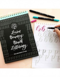 Workbook pour brush pen pointe LARGE  - Livret d'apprentissage et d'entrainement - ALPHABET BOUNCY 2