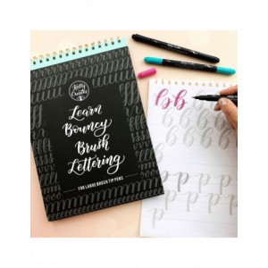 Workbook pour brush pen pointe LARGE  - Livret d'apprentissage et d'entrainement - ALPHABET BOUNCY