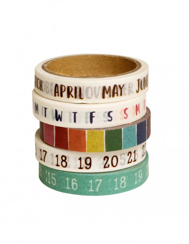 Washi tape 5 pièces - planner mois, semaine, jours