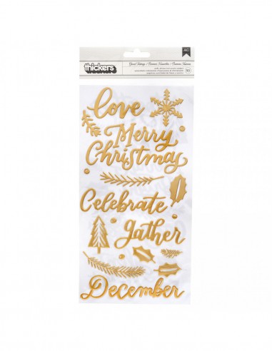 Stickers puffies - christmas word gold