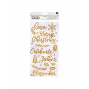Stickers puffies - christmas word gold