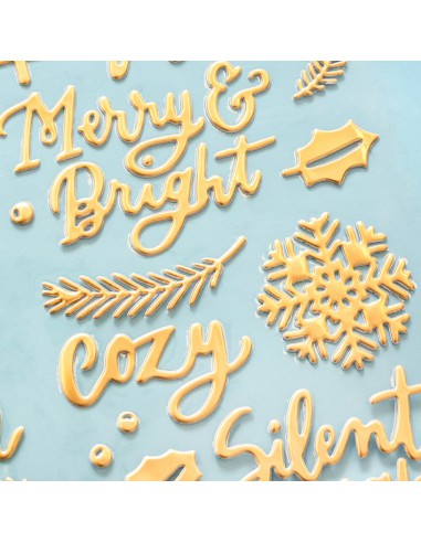 Stickers puffies - christmas word gold