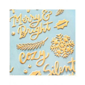 Stickers puffies - christmas word gold