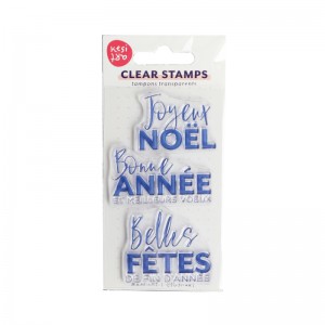 3 TAMPONS TRANSPARENTS - JOYEUX NOËL / BONNE ANNÉE ET MEILLEURS VOEUX / BELLES FÊTES DE FIN D'ANNÉE