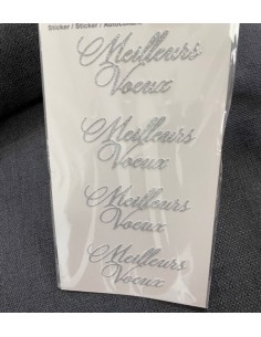 4 Autocollants MEILLEURS VOEUX , Argent pailleté 2