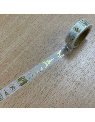 Washi tape foil - blanc doré voyage