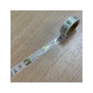 Washi tape foil - blanc doré voyage