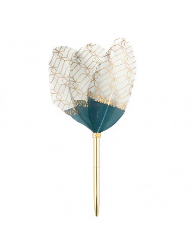 stylo bille - plume 10 cm - gold and blue