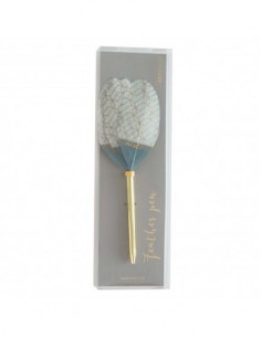 stylo bille - plume 10 cm - gold and blue 2