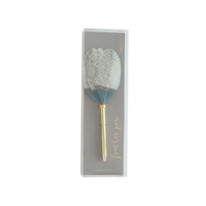stylo bille - plume 10 cm - gold and blue