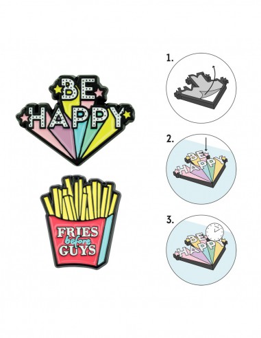set de 2 stickers en métal - BE HAPPY