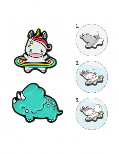 set de 2 stickers en métal - LICORNE