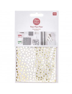 SET 3 feuilles papier COEUR HOT FOIL , OR 2
