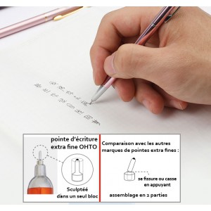Pointe aiguille encre noire 0,5mm - Slim line Pen , OHTO // corps Rose chromé