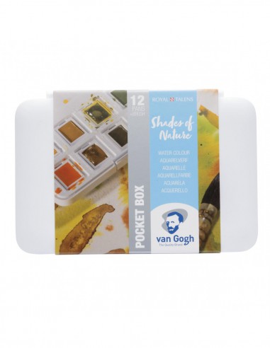 Peinture aquarelle set 12 couleurs en godets + 1 pinceau, boîte en plastique - shade of nude