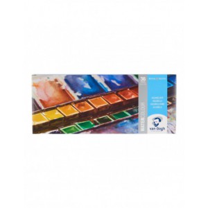 Peinture aquarelle set 36 couleurs en godets + 1 pinceau, boîte en métal