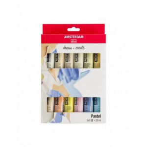 Peintures acryliques  12 x 20 ml - Set pastel
