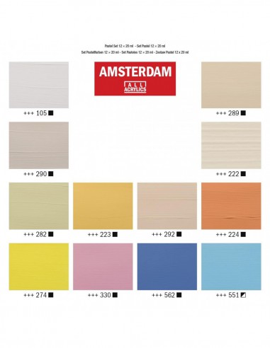 Peintures acryliques  12 x 20 ml - Set pastel