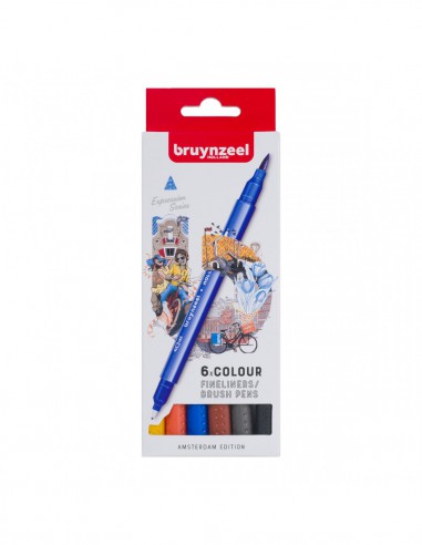 Creatives 6 Stylo feutre 0,4mm & Brush pen - set Amsterdam
