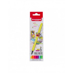 Stylo-feutre pointe fine 0,4mm - set  6 couleurs - NEON