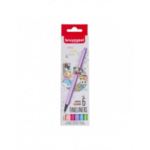 Stylo-feutre pointe fine 0,4mm - set  6 couleurs - PASTEL