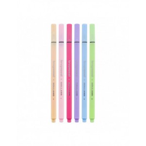 Stylo-feutre pointe fine 0,4mm - set  6 couleurs - PASTEL