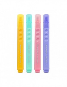 Surligneurs triangles PASTEL pointe biseau -  4 couleurs 2