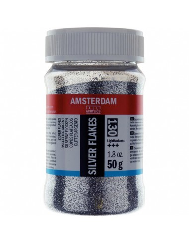 Flocons paillettes extra fines -  Argent 50 G 130 Pot 75 ml