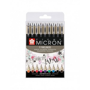 Étui de 9 couleurs Pigma Micron 05