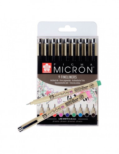 Étui de 9 couleurs Pigma Micron 05