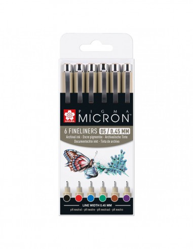 Étui de 6 couleurs de base Pigma Micron 05