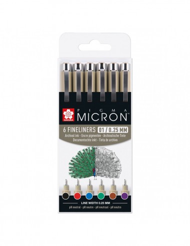 Étui de 6 couleurs de base Pigma Micron 01