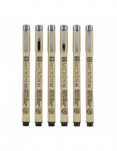 Étui de 6 couleurs de base Pigma Micron 01 2