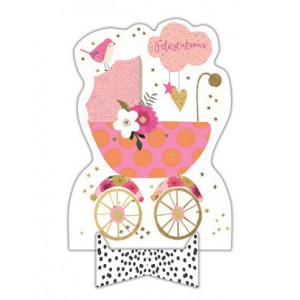 Carte chevalet + enveloppe - naissance rose