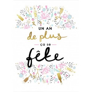 Carte double + enveloppe - un an de plus - anniversaire