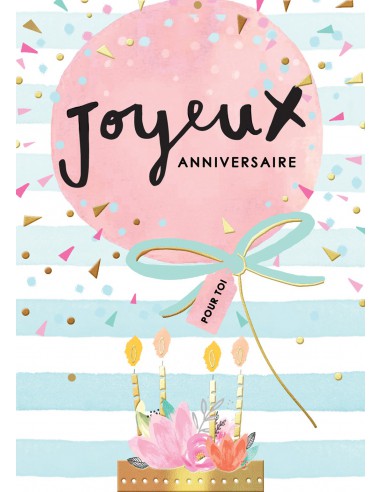 Carte double + enveloppe - gâteau - anniversaire