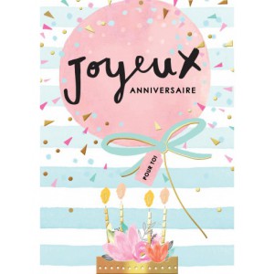 Carte double + enveloppe - gâteau - anniversaire
