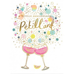 Carte double + enveloppe - coupes petillantes - anniversaire