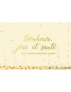 Bonheur joie et santé OR- carte double foil or + enveloppe dorée