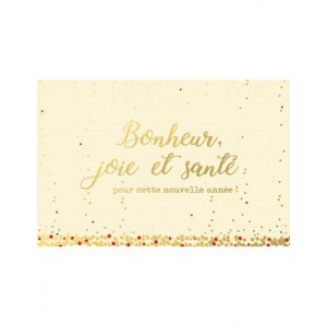 Bonheur joie et santé OR- carte double foil or + enveloppe dorée